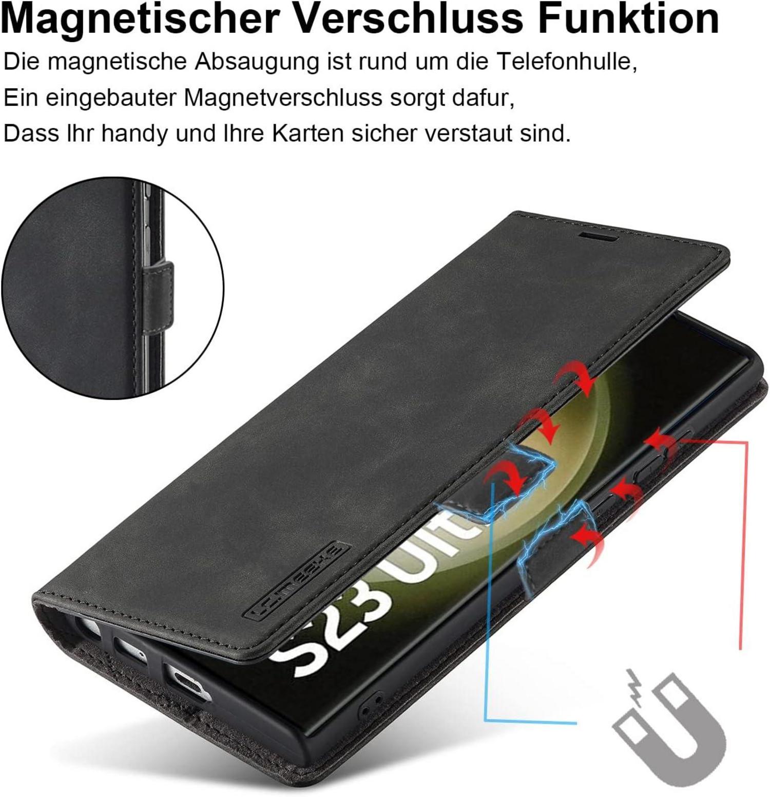 Handyhülle Samsung Galaxy S23 Ultra Leder Wallet Case Flip Klapphülle