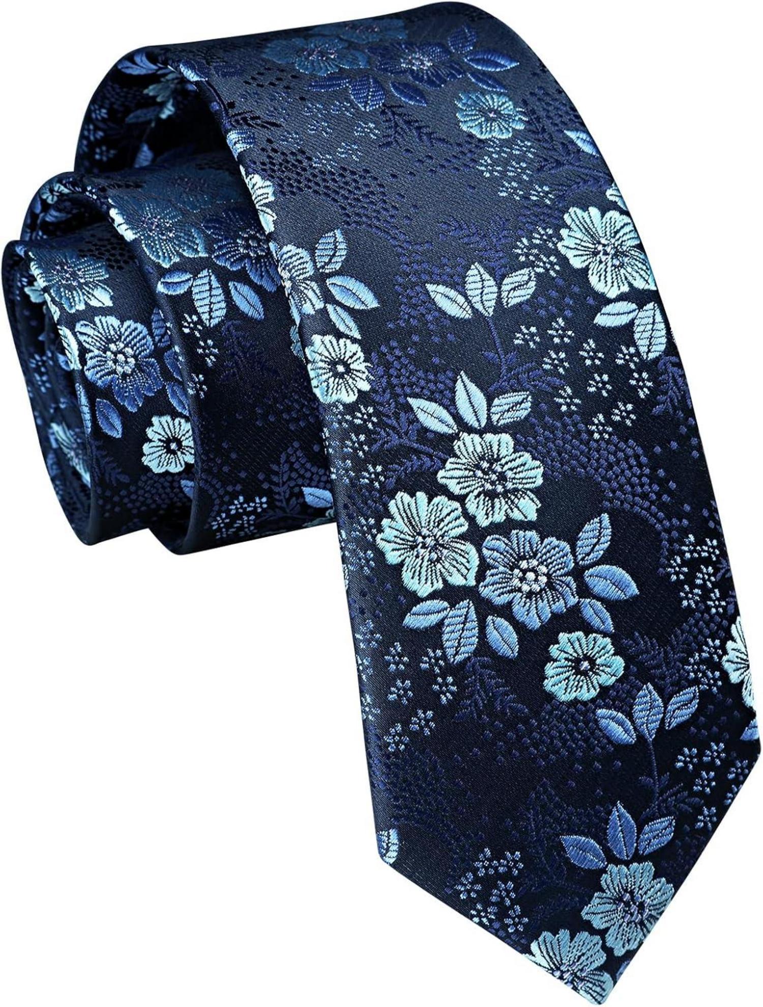 Schmale Krawatte 6cm für Formelle Anlässe Paisley Blau