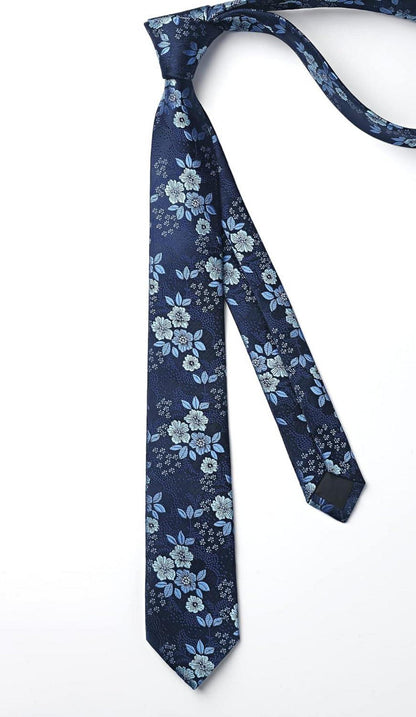 Schmale Krawatte 6cm für Formelle Anlässe Paisley Blau