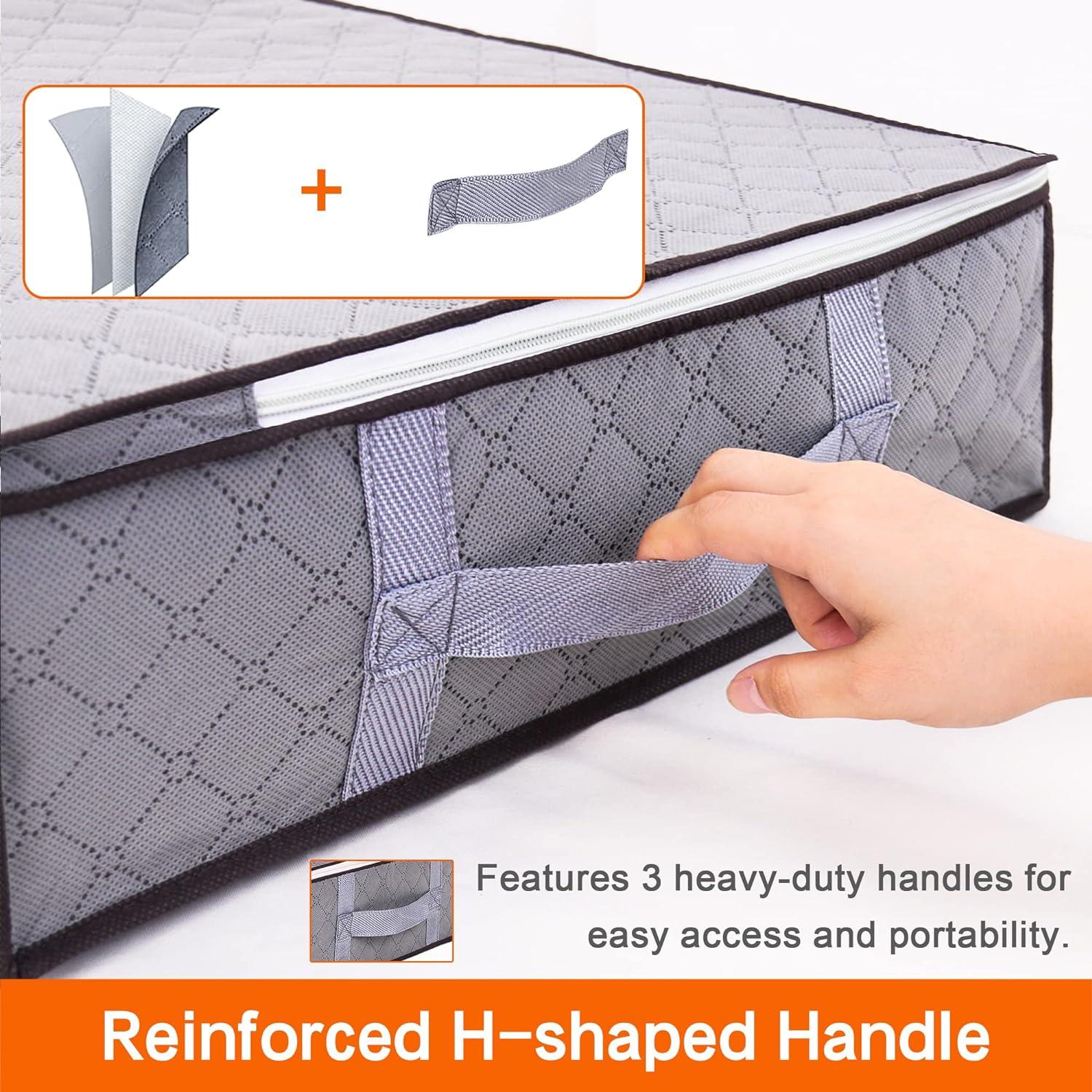 Vieshful Unterbettkommoden 40L 4er Pack Aufbewahrungsboxen mit klaren Fenstern und verstärkten Griffen Grau