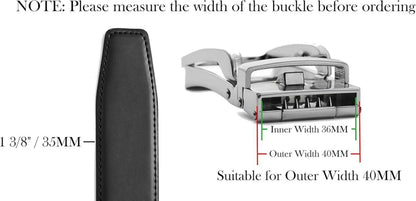 Gürtel Ohne Schnalle Automatik Ledergürtel für Herren 35mm Schwarz 2er