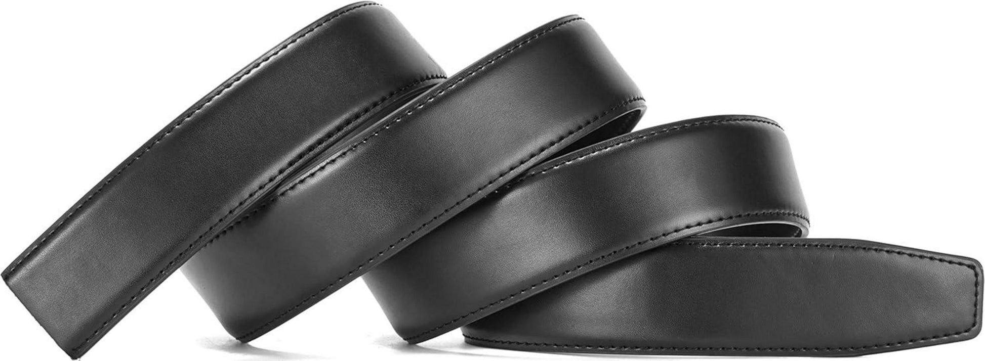 Herren Ledergürtel ohne Schnalle 2 Stücke Automatik Ratsche 35mm Schwarz/Litschi 90-105cm