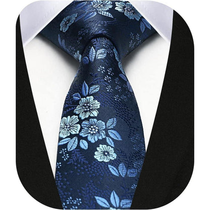 Schmale Herren Krawatte Blaue Blume Weihnachtsgeschenk 6cm