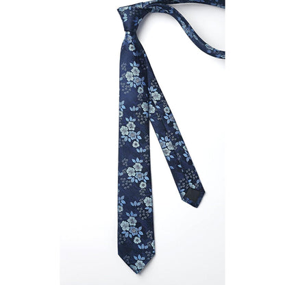 Schmale Herren Krawatte Blaue Blume Weihnachtsgeschenk 6cm