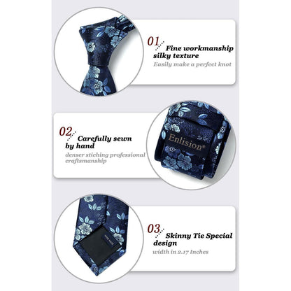 Schmale Herren Krawatte Blaue Blume Weihnachtsgeschenk 6cm