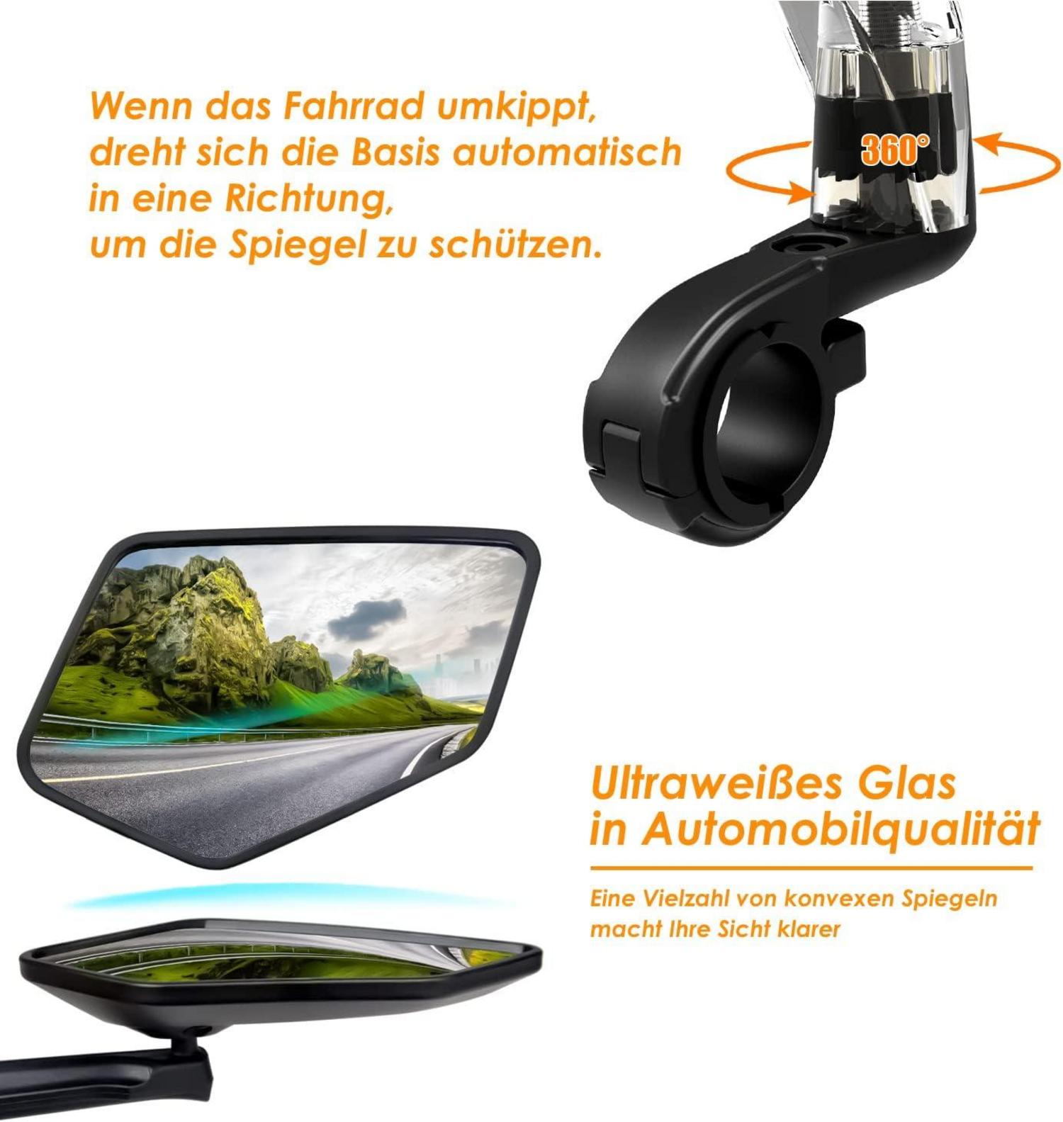 Fahrradspiegel Extra Large Mirror 360° Swivel Shatterproof Durable 21-25.4mm