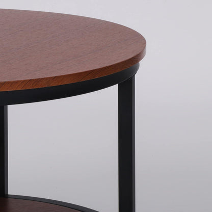 Runder Couchtisch Vintage Rustikales Design 2-stöckig Wohnzimmertisch Metall
