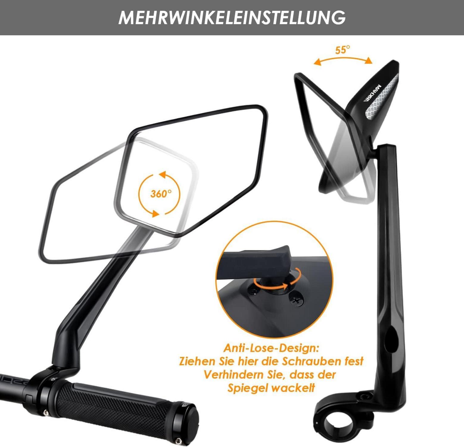 Fahrradspiegel Extra Large Mirror 360° Swivel Folding for Handlebar