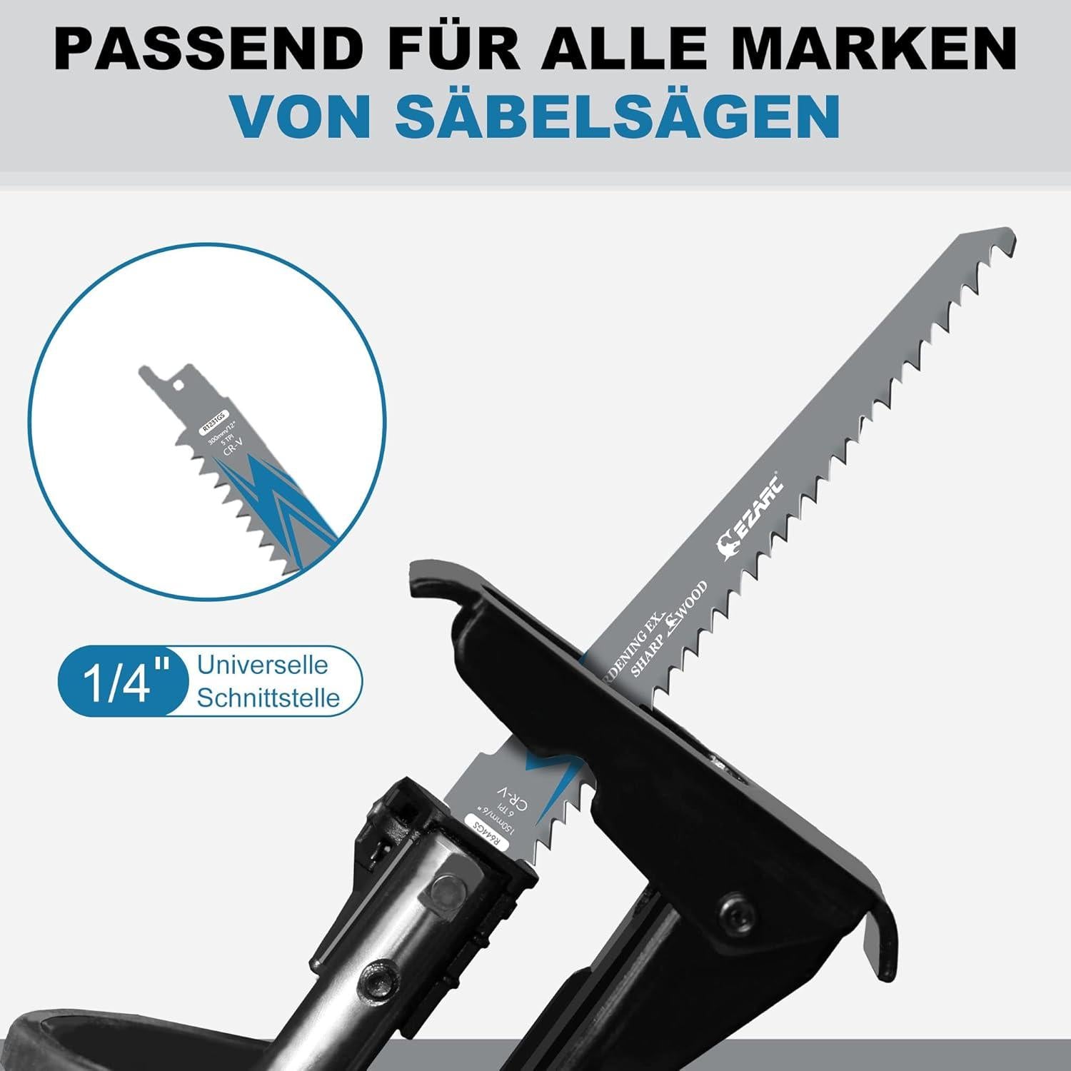EZARC Säbelsägeblätter Set 5tlg Holz Schnitte 300mm 5TPI