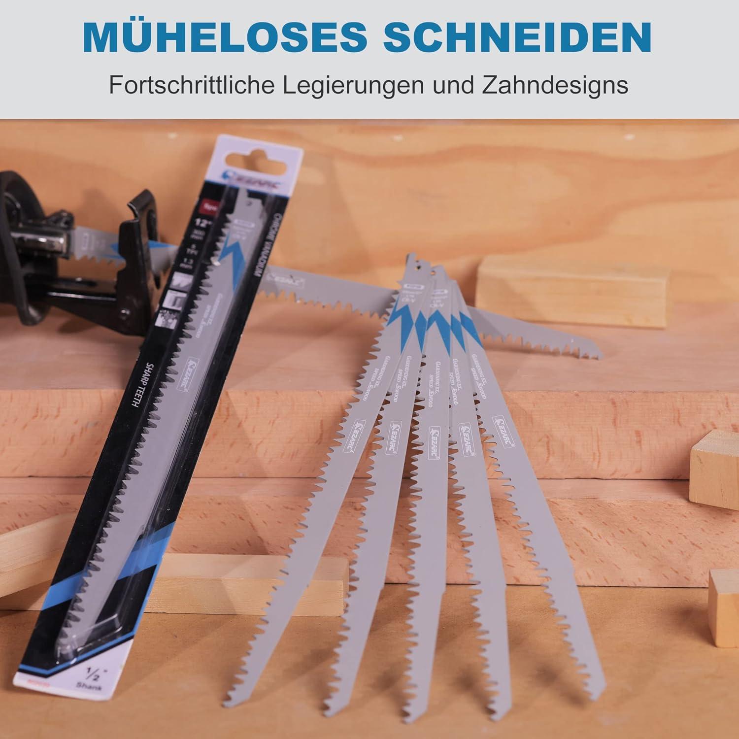 EZARC Säbelsägeblätter Set 5-teilig für Holzschneiden 300mm 5TPI