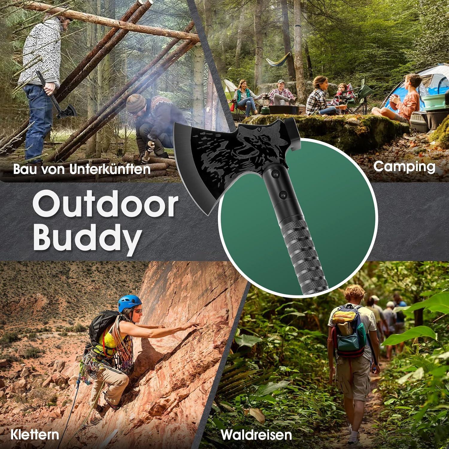Multitool Axt mit Outdoor Messer - Survival Axt für Camping & Garten