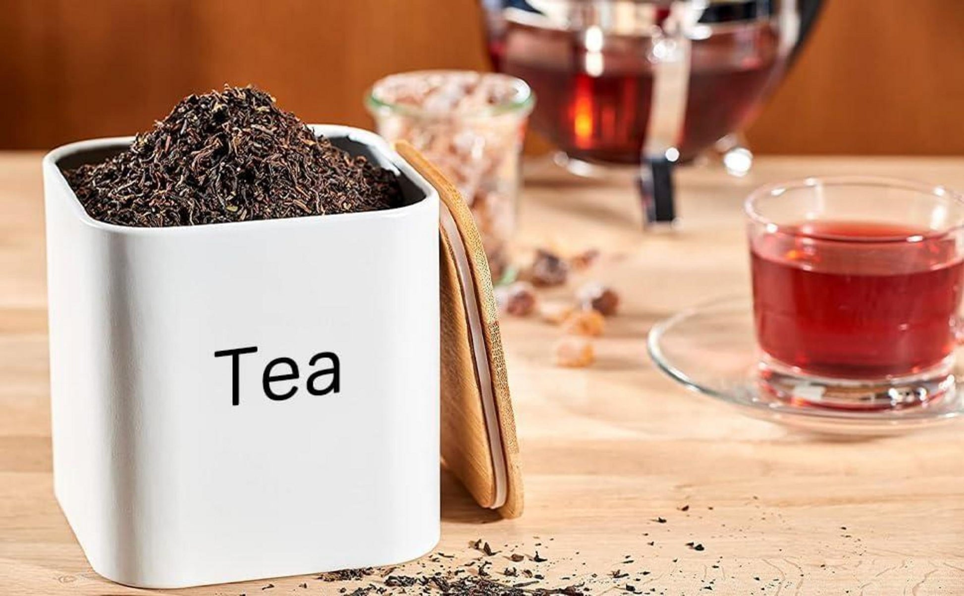 Tuzsocr Küchendosen-Set Edelstahl Schwarz Weiß Bambusdeckel