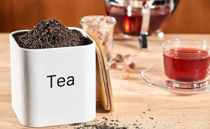 Tuzsocr Küchendosen-Set Edelstahl Schwarz Weiß Bambusdeckel