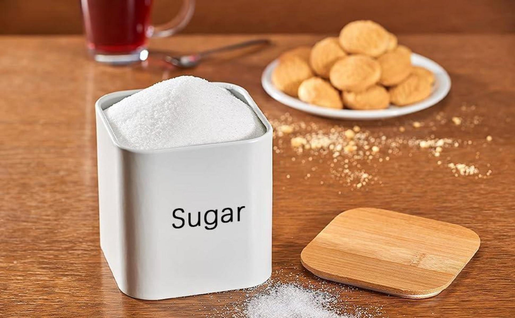 3-teiliges Edelstahl Küchendosen-Set Schwarz Bambusdeckel