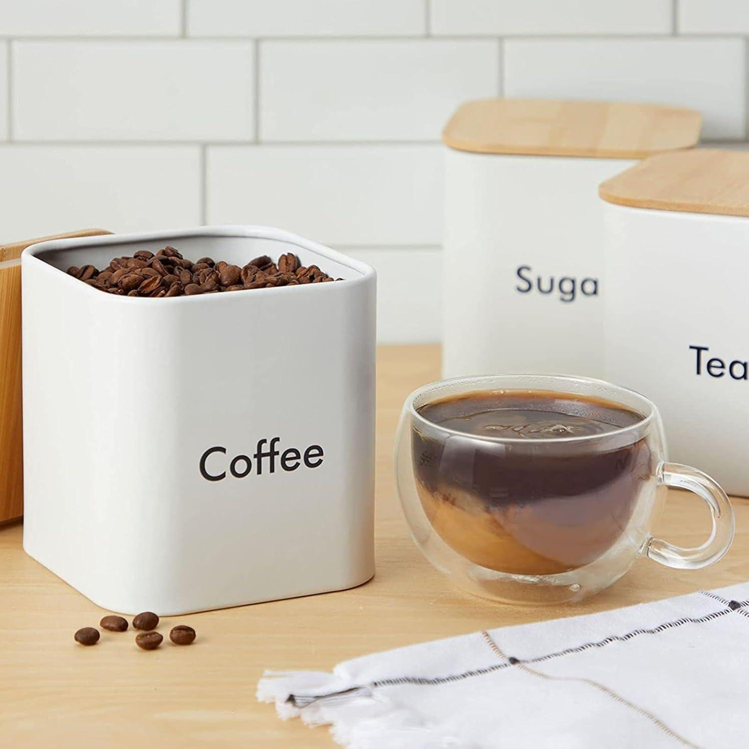 3-teiliges Küchendosen-Set Edelstahl Bambusdeckel