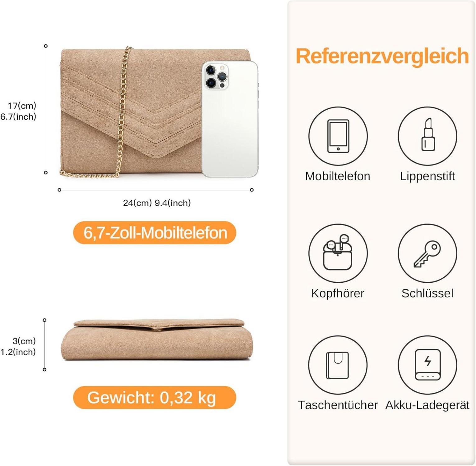 Miss Lulu Clutch Damen Envelope Abendtasche Kettentasche Handtasche Hochzeit