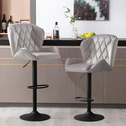 Barhocker höhenverstellbar mit Rückenlehne und Fußstütze, 2er Set
