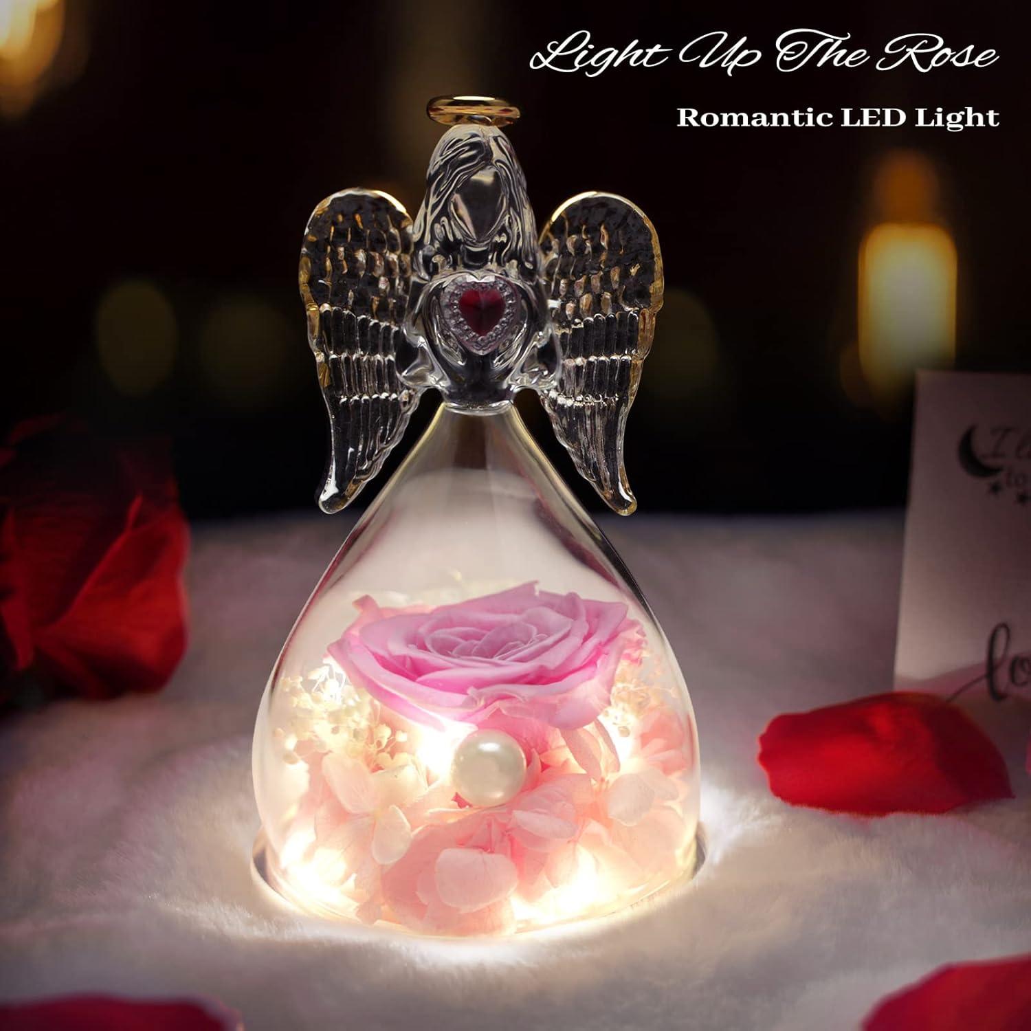 Ewige Rose Engel Glaskuppel LED-Halskette