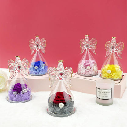 Ewige Rose Engel Glaskuppel LED-Halskette