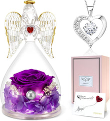 Ewige Rose Engel Geschenkbox LED Herz-Halskette Unglaubliches Design
