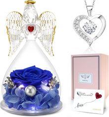 Ewige Rose Engel Geschenkbox mit LED-Licht und Halskette