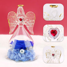 Ewige Rose Engel Glaskuppel LED-Halskette Geschenkbox Blau