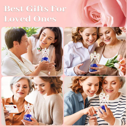 Ewige Rose Engel Glas LED-Halskette Blau Geschenk Mama