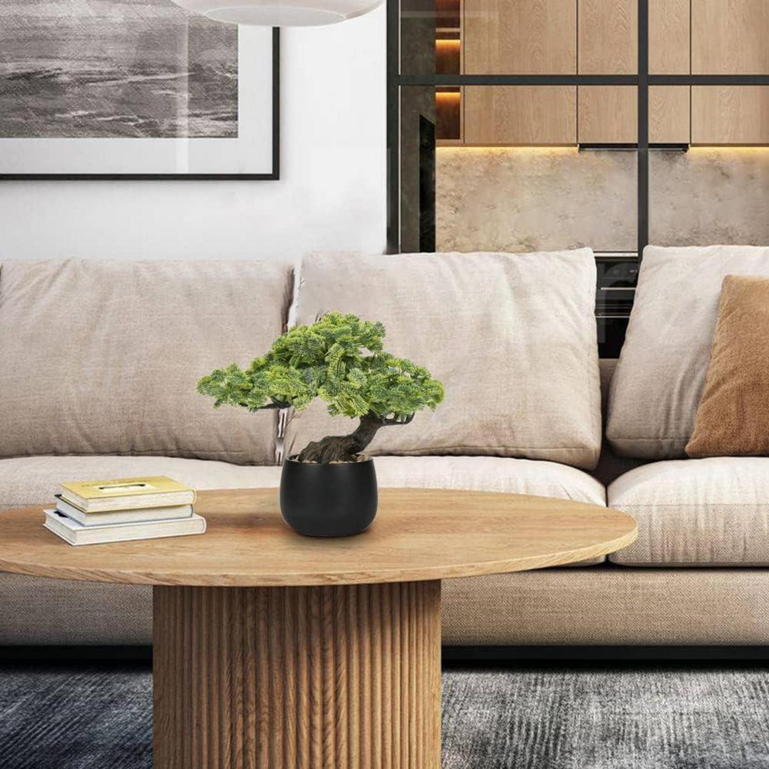 Kunstpflanze Bonsai Baum Podocarpus Schwarz-2 - Deko Wohnzimmer Schlafzimmer