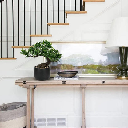 Kunstbonsai Podocarpus 25 cm im Keramiktopf Schwarz-3 - Künstlicher Baum für Wohnzimmer & Dekoration