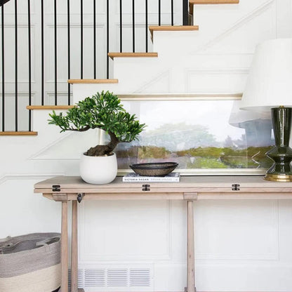 25cm Kunstpflanze Bonsai Baum im Keramiktopf hochwertig simuliert - Podocarpus Weiß-3