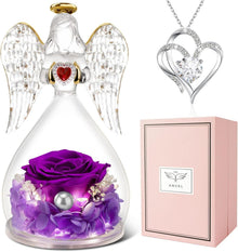Ewige Rose Engel Figur Halskette LED Licht Geschenk Mama