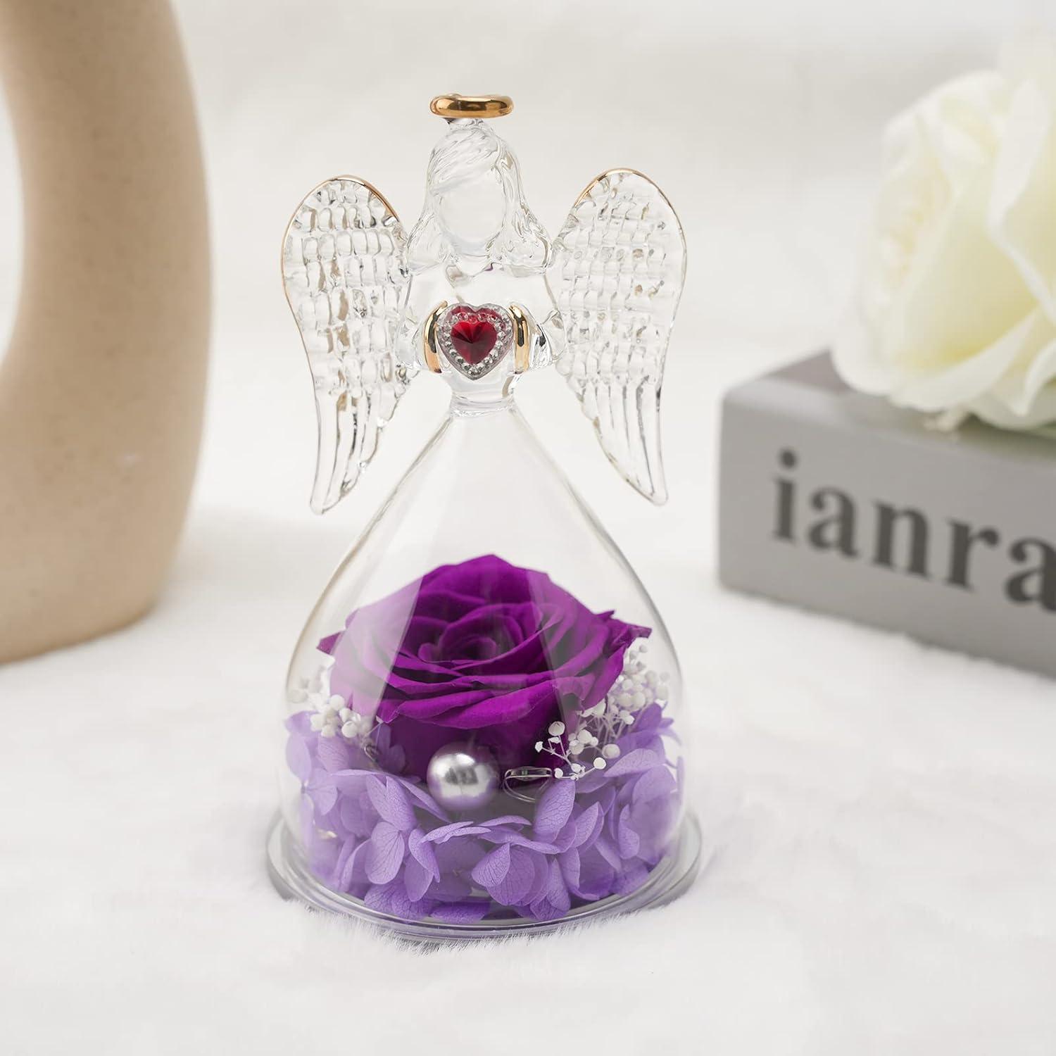 Engel Rose Halskette LED Licht Geschenk Mutter Oma Freundin