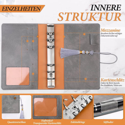 A6 Budget Planner PU Leder Binder Budgetaufkleber Taschen