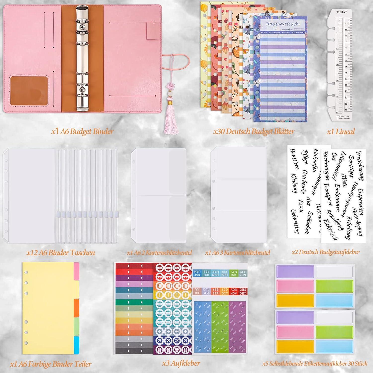A6 Budget Planner Deutsch PU Leder Binder Sparassistent