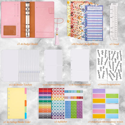 A6 Budget Planner Deutsch PU Leder Binder Sparassistent