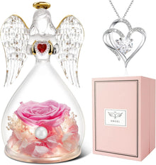 Engel Rose Ewige Blumen LED Licht Geschenkbox Halskette