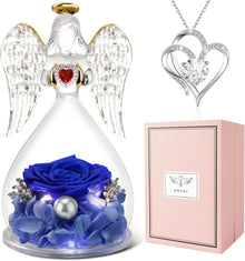Engel Geschenkset LED Rose Halskette 4-blau