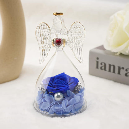Engel Ewige Rose mit LED Licht Halskette blau 4er Set