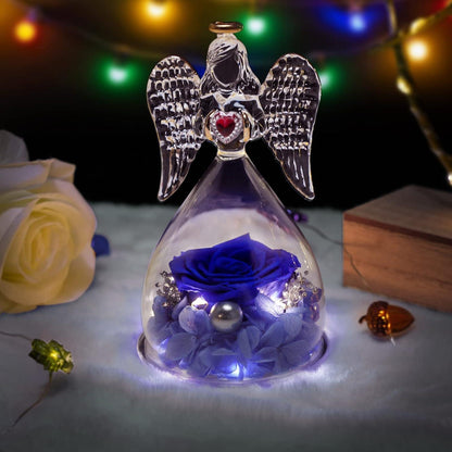 Ewige Rose Engel Geschenke mit LED Halskette für Frauen Mama Oma 4-blau
