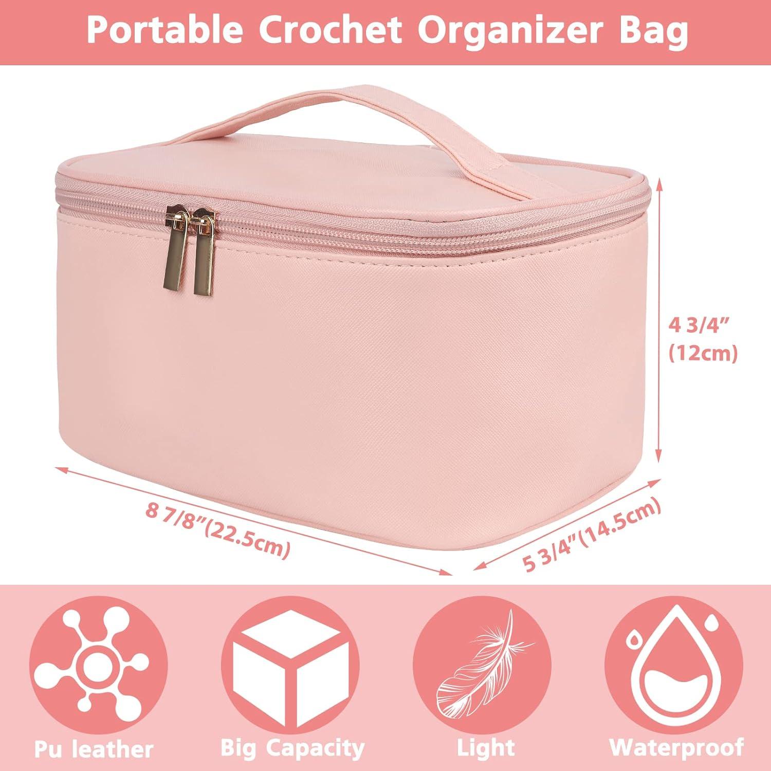 Rosa Häkelset für Anfänger mit 64-teiligem Zubehör-Set, Häkelnadeln 0,6 mm - 6,0