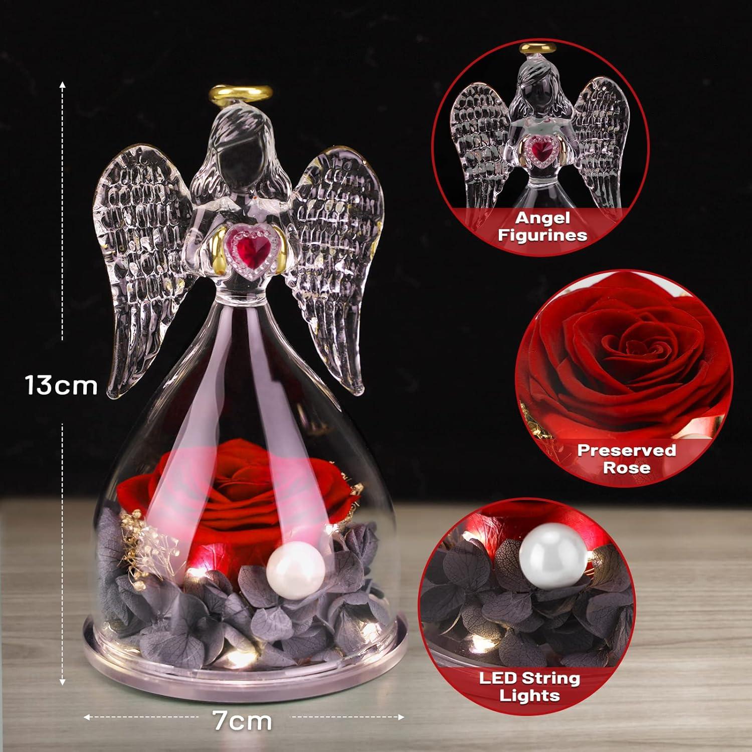 Ewige Rose Engel Geschenkset LED Halskette Muttertag Geburtstag Jahrestag
