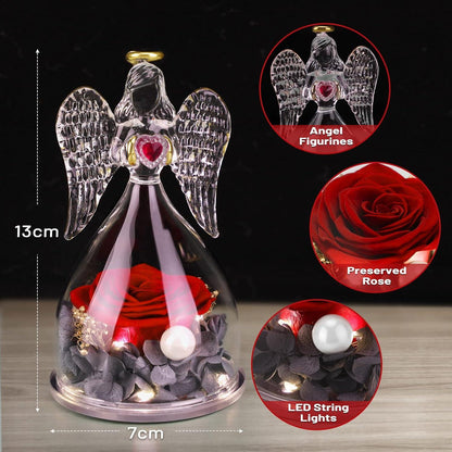 Ewige Rose Engel Geschenkset LED Halskette Muttertag Geburtstag Jahrestag