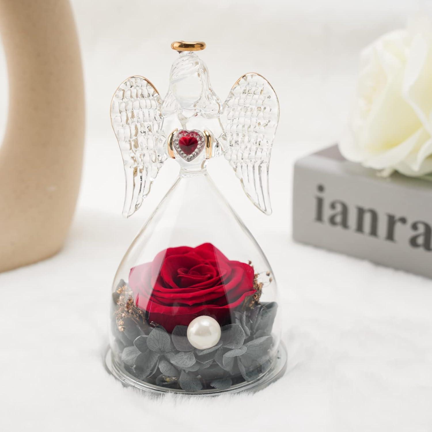 Engel Geschenke Mama Ewige Rose Figur LED Licht Halskette Weihnachten