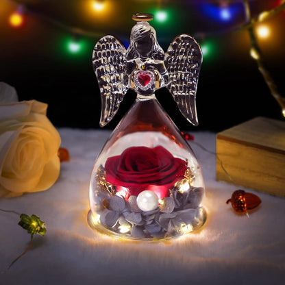 Ewige Rose Engel Geschenkset LED Halskette Muttertag Geburtstag Jahrestag