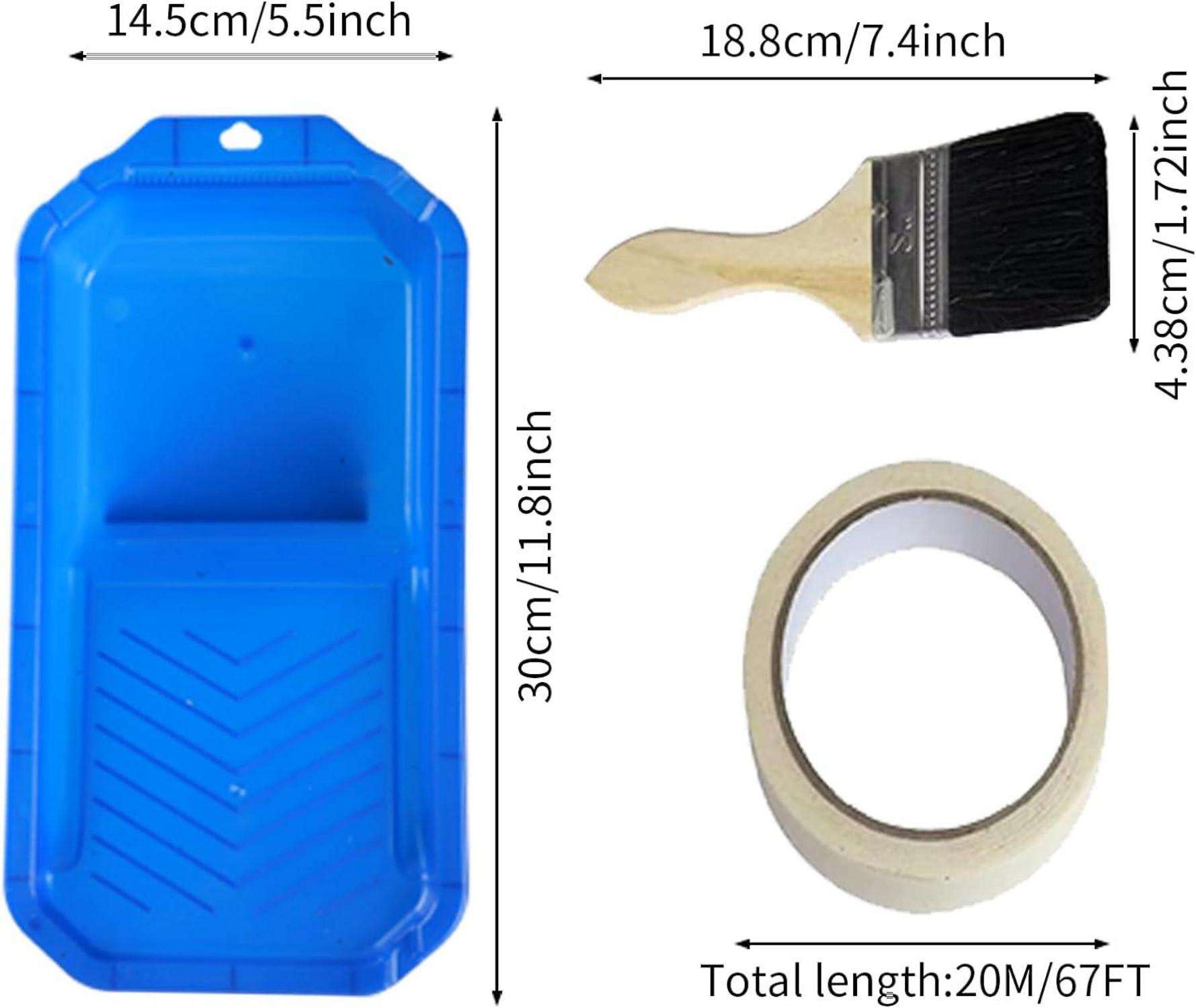 16-teiliges Farbroller Pinsel Set mit Farbwanne und Kreppband