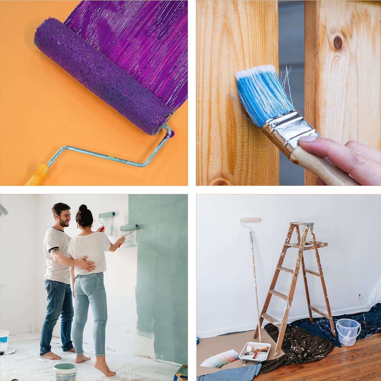 Farbroller Pinsel Set 16-teilig mit Farbwanne Kreppband 10x 10cm Mini Farbroller