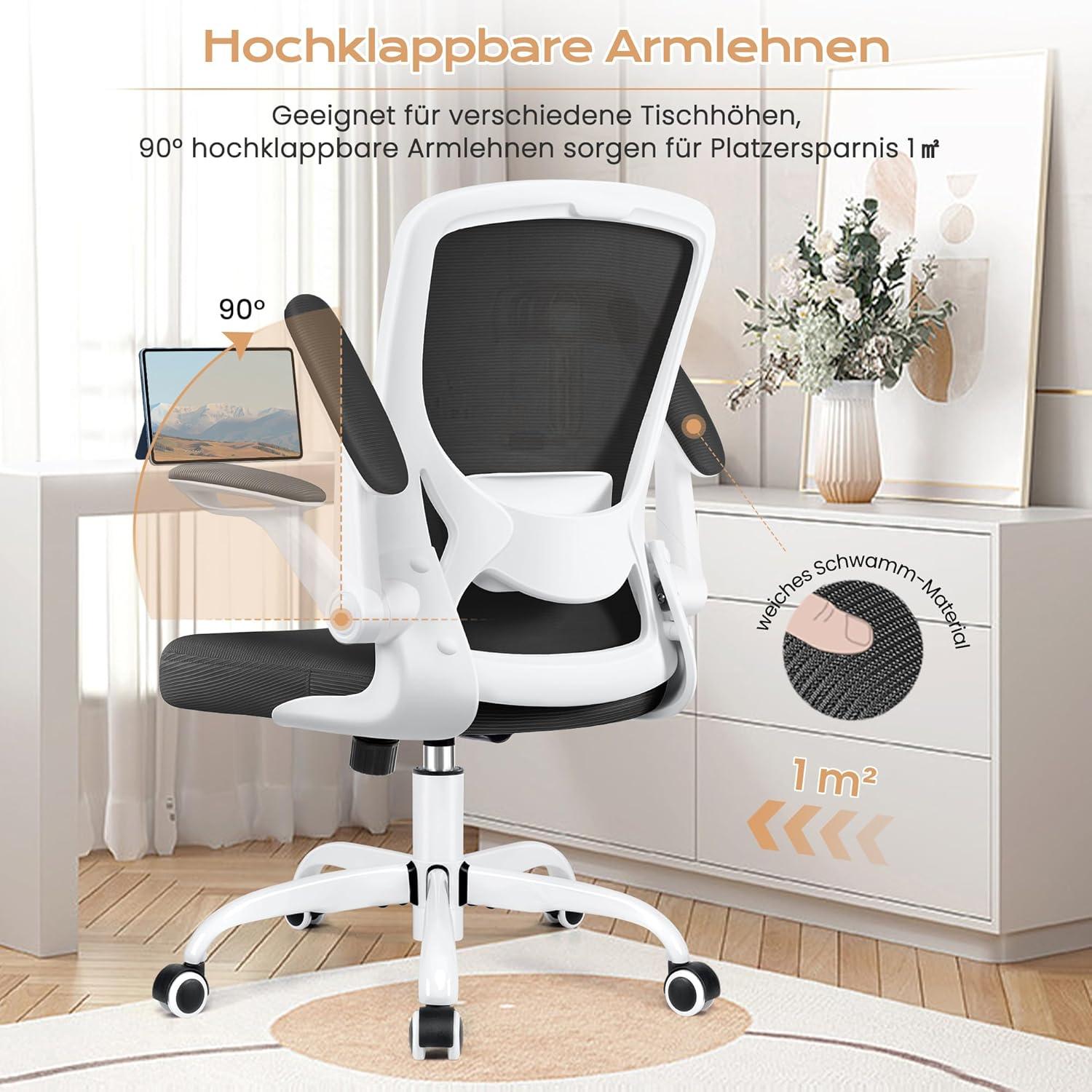 Bürostuhl Ergonomisch Klappbare Armlehnen Drehstuhl Mesh