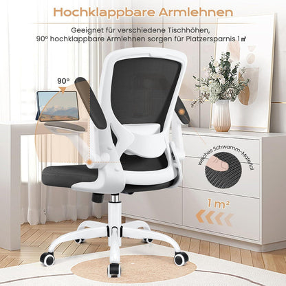 Bürostuhl Ergonomisch Klappbare Armlehnen Drehstuhl Mesh