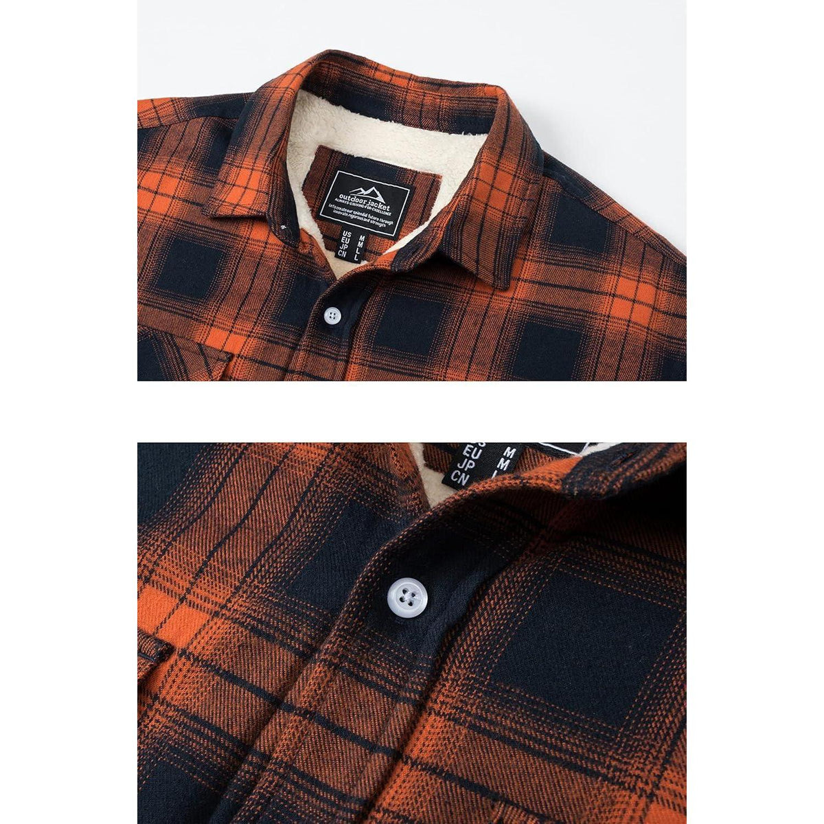 TACVASEN Herren Fleece Flanellhemd Winter Thermo Jacke Orange XL