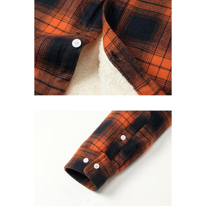 TACVASEN Herren Fleece Flanellhemd Winter Thermo Jacke Orange XL